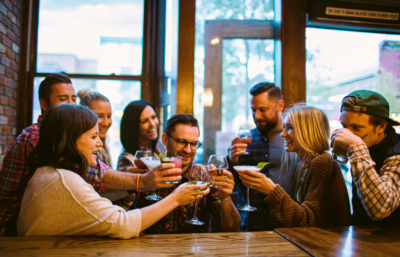 People drinking inside a restaurant in Breckenridge
