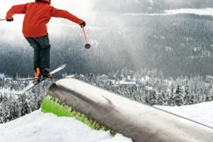 Skier hits pipe