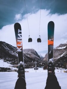 skis framing chairlift