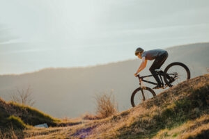 Mountain biker riding downhill
